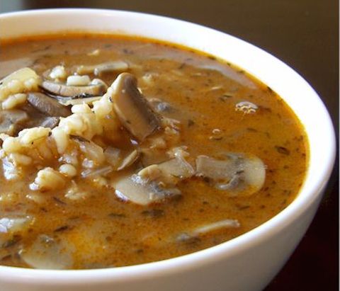 Recipes with Barley: Red Wine Barley Soup with Rosemary & Mushrooms