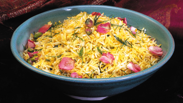 Recipes with Saffron: Saffron Rice with Rose Petals