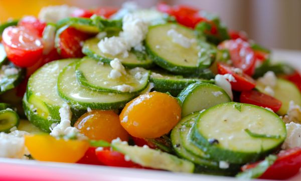 Recipes with Feta Cheese: Summer Squash Arugula Salad