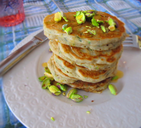 Recipes with Baking Powder: Pistachio Pancakes with Cardamom