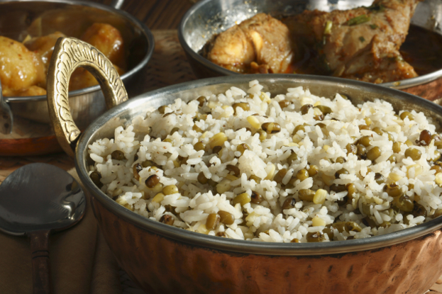 Recipes with Ginger (Fresh): Sprouted Mung Bean & Rice with Coconut Flakes